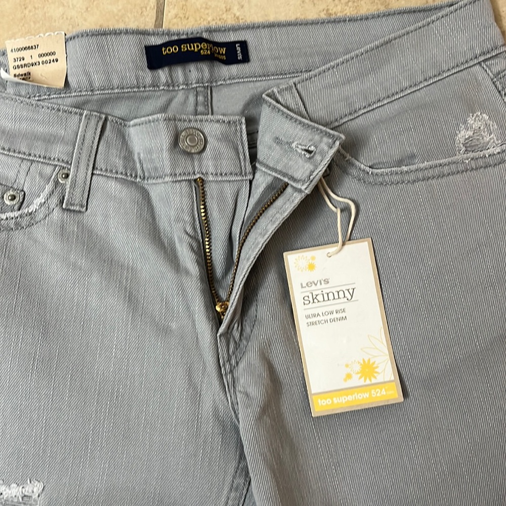 Gray destroyed Levi 524 skinny jeans size 11 medium